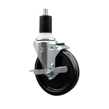 Service Caster 5'' SS Phenolic Swivel 1-1/2'' Expanding Stem Caster with Brake SCC-SSEX20S514-PHS-TLB-112